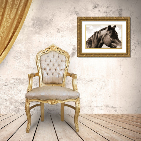 Solitary Horse Gold Ornate Wood Framed Art Print with Double Matting by Alvarez, Cynthia