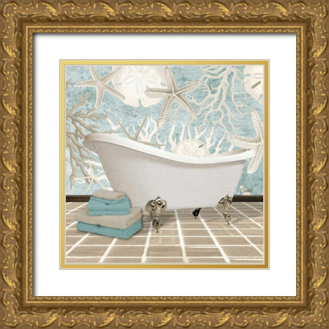 Coral Bath 2A Gold Ornate Wood Framed Art Print with Double Matting by Stevens, Carole