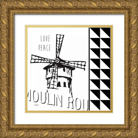 Love Peace Gold Ornate Wood Framed Art Print with Double Matting by Stevens, Carole