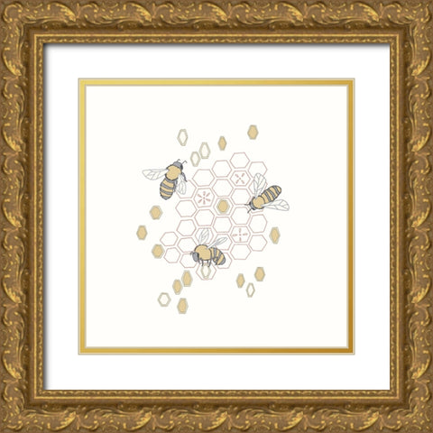 Honeycomb Gold Ornate Wood Framed Art Print with Double Matting by Sweet Melody Designs