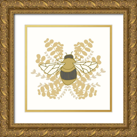 Bumblebee Laurels Gold Ornate Wood Framed Art Print with Double Matting by Sweet Melody Designs