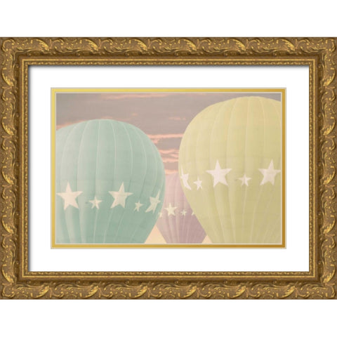 Vintage Star Balloons Gold Ornate Wood Framed Art Print with Double Matting by Davis Ashley