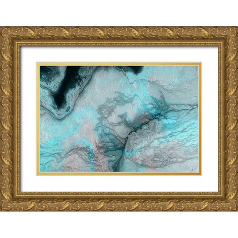 Blue Crevice Gold Ornate Wood Framed Art Print with Double Matting by Brown, Denise