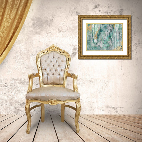Turquoise Waters Gold Ornate Wood Framed Art Print with Double Matting by Brown, Denise