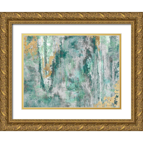 Turquoise Waters Gold Ornate Wood Framed Art Print with Double Matting by Brown, Denise
