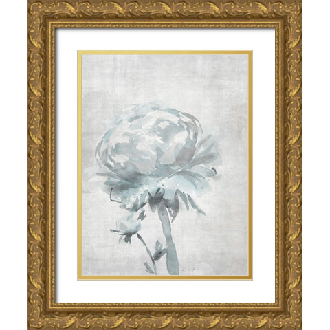 Watercolor Blooms 2 2.0 Blue Gold Ornate Wood Framed Art Print with Double Matting by Brown, Denise