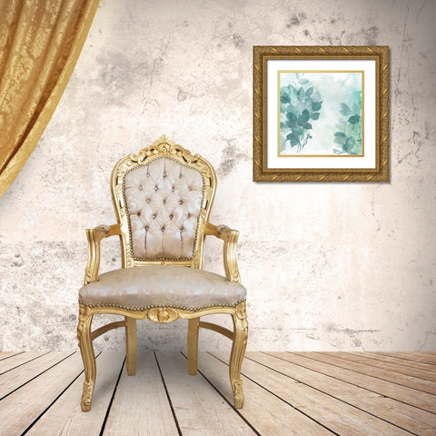 Watercolor Leaves 1 Gold Ornate Wood Framed Art Print with Double Matting by Brown, Denise