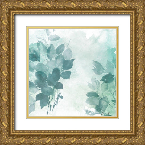 Watercolor Leaves 1 Gold Ornate Wood Framed Art Print with Double Matting by Brown, Denise