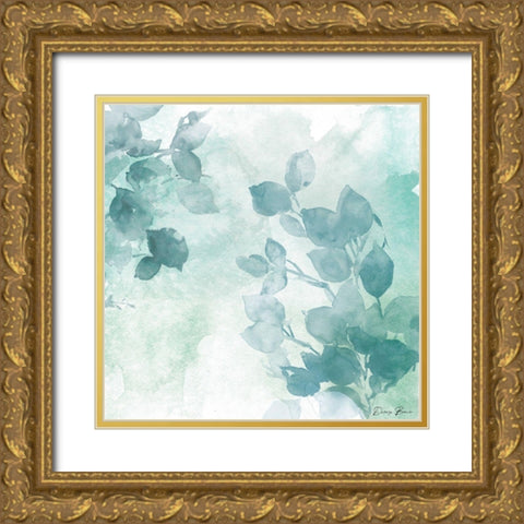 Watercolor Leaves 2 Gold Ornate Wood Framed Art Print with Double Matting by Brown, Denise