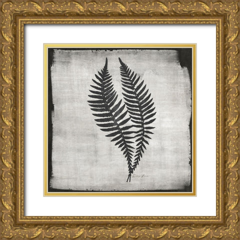 Noir Fern 2 Gold Ornate Wood Framed Art Print with Double Matting by Brown, Denise