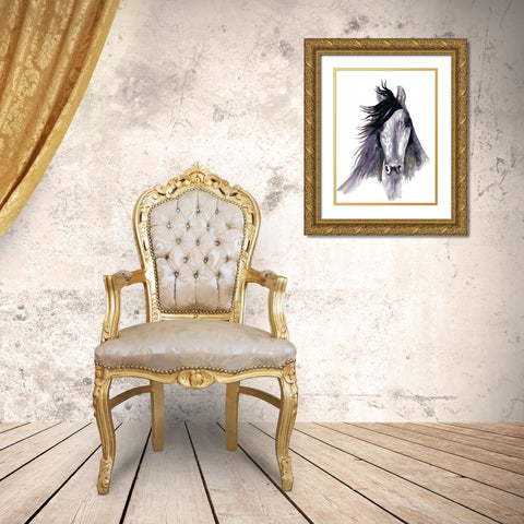 Black Star Gold Ornate Wood Framed Art Print with Double Matting by Charest, Doris