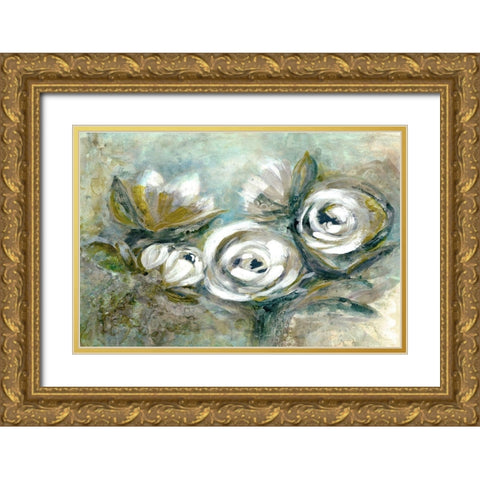 Green Serenity Gold Ornate Wood Framed Art Print with Double Matting by Charest, Doris