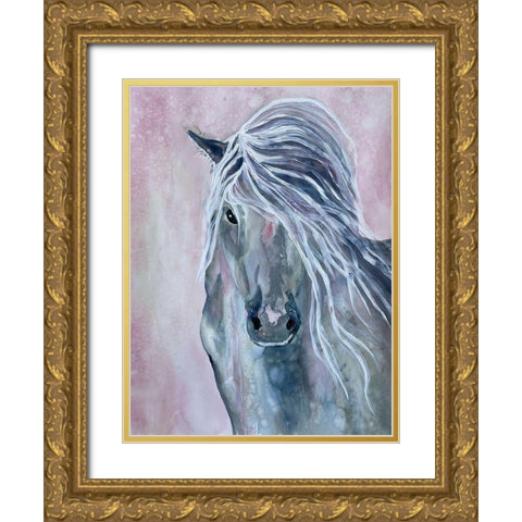 Majestic Stallion 1 Gold Ornate Wood Framed Art Print with Double Matting by Charest, Doris