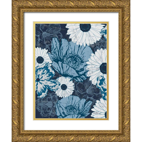 Floral Toile 3 Gold Ornate Wood Framed Art Print with Double Matting by Stimson, Diane