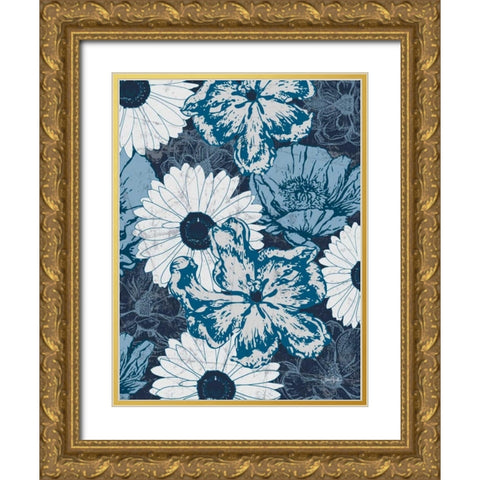 Floral Toile 4 Gold Ornate Wood Framed Art Print with Double Matting by Stimson, Diane