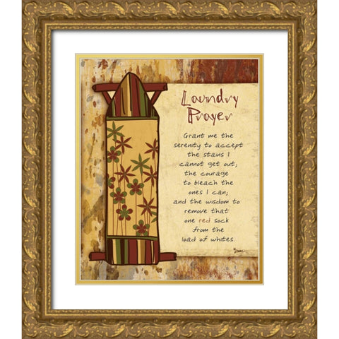 Laundry Prayer Board Gold Ornate Wood Framed Art Print with Double Matting by Stimson, Diane