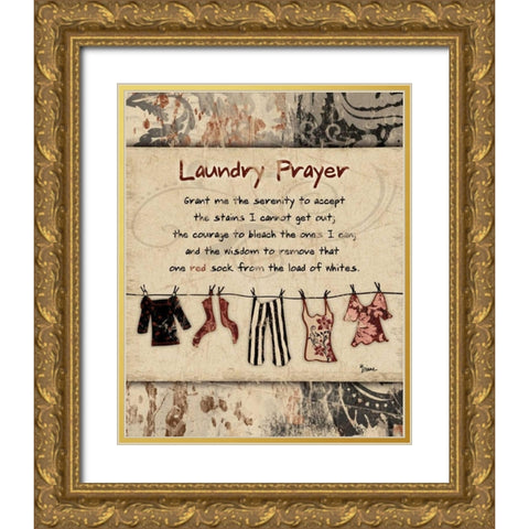 Laundry Prayer Distress Gold Ornate Wood Framed Art Print with Double Matting by Stimson, Diane