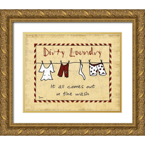 Dirty Laundry Stripe Gold Ornate Wood Framed Art Print with Double Matting by Stimson, Diane