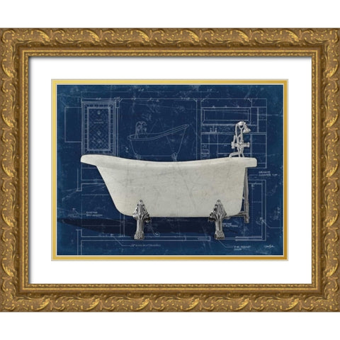 Bath Blues 1 Gold Ornate Wood Framed Art Print with Double Matting by Stimson, Diane