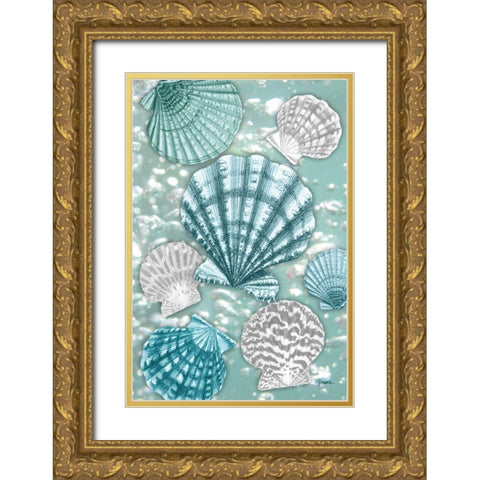 Scallop Bubbles Gold Ornate Wood Framed Art Print with Double Matting by Stimson, Diane