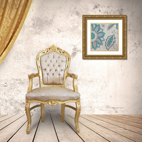 Blue Steel Z Gold Ornate Wood Framed Art Print with Double Matting by Stimson, Diane