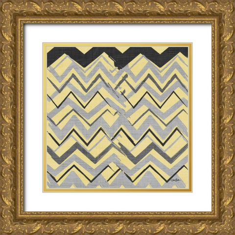 Yel Gray Stripes 1 Gold Ornate Wood Framed Art Print with Double Matting by Stimson, Diane