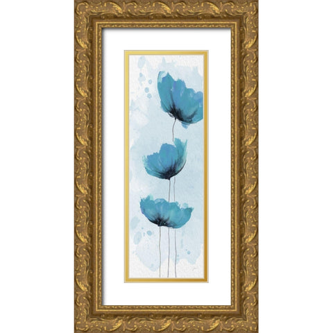 Blue Poppies 1 Gold Ornate Wood Framed Art Print with Double Matting by Stimson, Diane