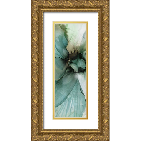 Sage And Teal Florals 2 Gold Ornate Wood Framed Art Print with Double Matting by Debs, Emma Catherine