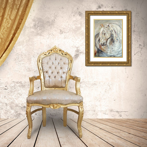 Horse Gold Ornate Wood Framed Art Print with Double Matting by Debs, Emma Catherine