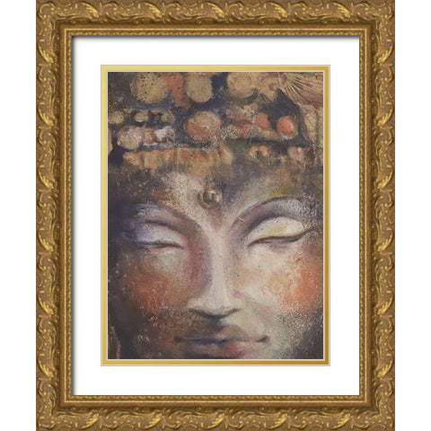Buddha Neutral Close-Up Gold Ornate Wood Framed Art Print with Double Matting by Debs, Emma Catherine