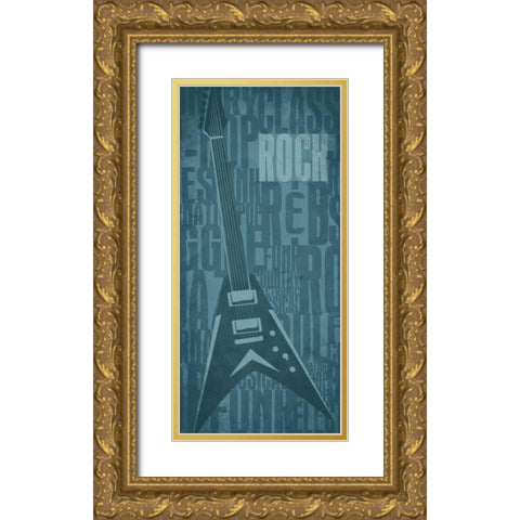 Rock Gold Ornate Wood Framed Art Print with Double Matting by Rodriquez Jr, Enrique