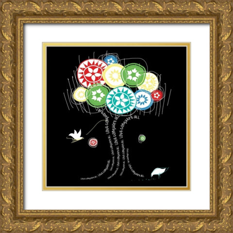 Love Conquers Gold Ornate Wood Framed Art Print with Double Matting by Rodriquez Jr, Enrique