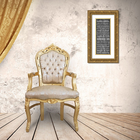 Cabin Rules Gold Ornate Wood Framed Art Print with Double Matting by Gibbons, Lauren