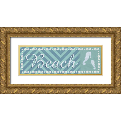 Beach Seahorse Gold Ornate Wood Framed Art Print with Double Matting by Gibbons, Lauren