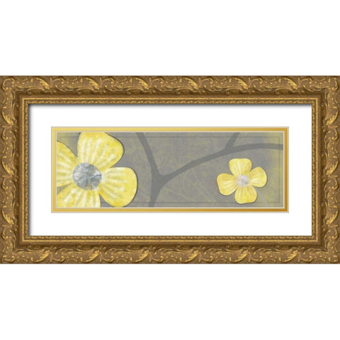 Yellow Flowers 1 Gold Ornate Wood Framed Art Print with Double Matting by Gibbons, Lauren