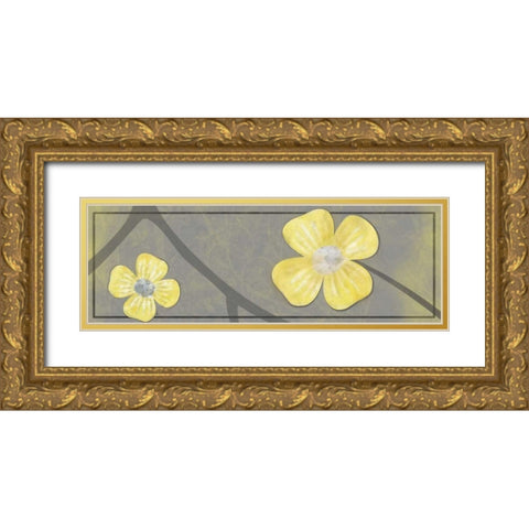 Yellow Flowers 2 Gold Ornate Wood Framed Art Print with Double Matting by Gibbons, Lauren