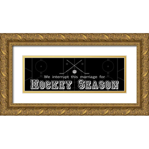 Man Cave Hockey Gold Ornate Wood Framed Art Print with Double Matting by Gibbons, Lauren