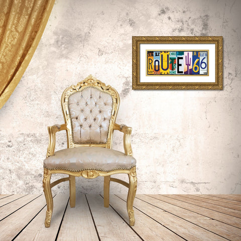 Route 66 Gold Ornate Wood Framed Art Print with Double Matting by Gibbons, Lauren