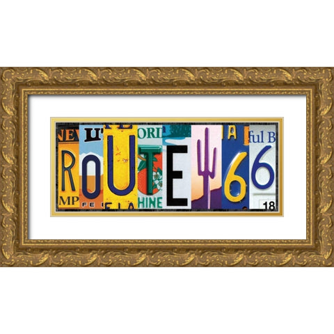 Route 66 Gold Ornate Wood Framed Art Print with Double Matting by Gibbons, Lauren