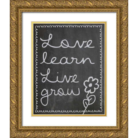 Love Learn Live Grow 2 Gold Ornate Wood Framed Art Print with Double Matting by Gibbons, Lauren