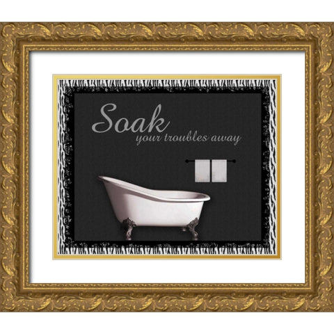 Bath Tub Zebra Gold Ornate Wood Framed Art Print with Double Matting by Gibbons, Lauren