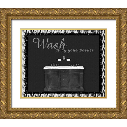 Sink Zebra Gold Ornate Wood Framed Art Print with Double Matting by Gibbons, Lauren
