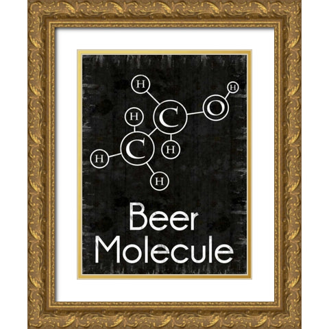 Beer Molecule Rect Gold Ornate Wood Framed Art Print with Double Matting by Gibbons, Lauren
