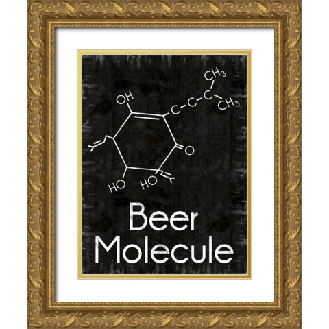 Beer Molecule 2 Rect Gold Ornate Wood Framed Art Print with Double Matting by Gibbons, Lauren