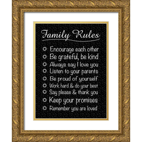 Family Rules Gold Ornate Wood Framed Art Print with Double Matting by Gibbons, Lauren