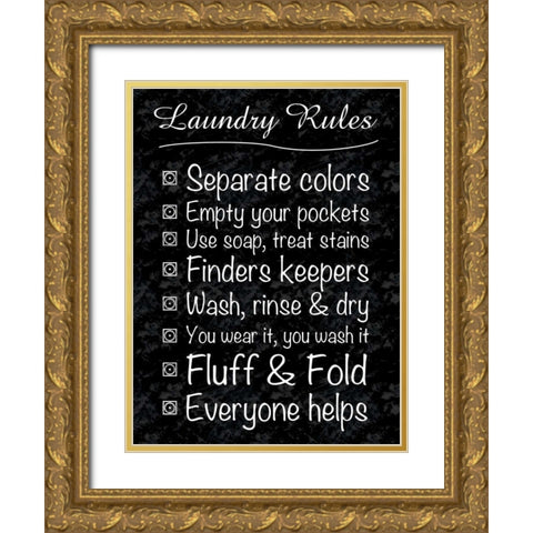 Laundry Rules Gold Ornate Wood Framed Art Print with Double Matting by Gibbons, Lauren