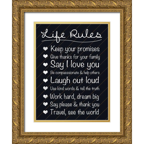 Life Rules Gold Ornate Wood Framed Art Print with Double Matting by Gibbons, Lauren
