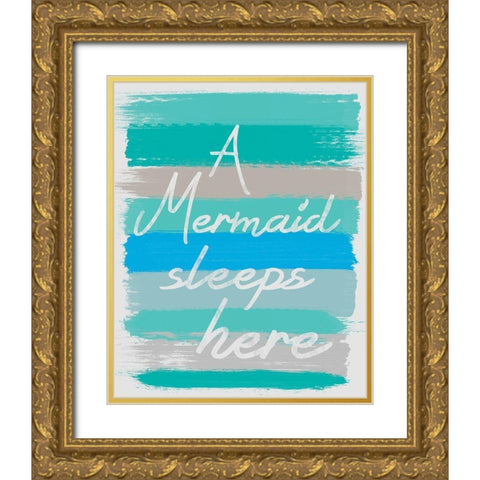 Mermaid Sleep Gold Ornate Wood Framed Art Print with Double Matting by Gibbons, Lauren