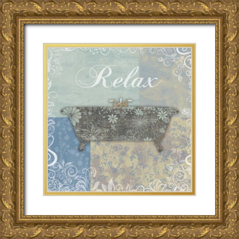 Relax Bath Tub Gold Ornate Wood Framed Art Print with Double Matting by Gibbons, Lauren
