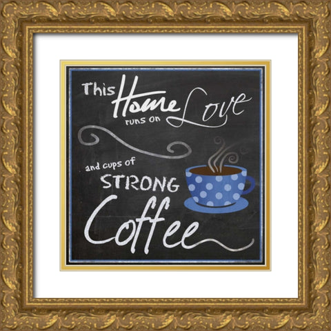 Blue Poka Cup Gold Ornate Wood Framed Art Print with Double Matting by Gibbons, Lauren